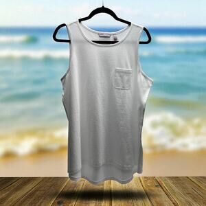 AnyBody Essentials Cotton Pocket Tank US Women's Large White NWOT